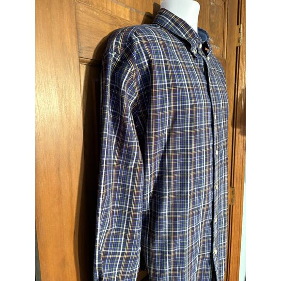 Chaps Shirt Men's 2XLT Long Sleeve Button Down Stretch Easy Care Blue Plaid - Picture 4 of 16